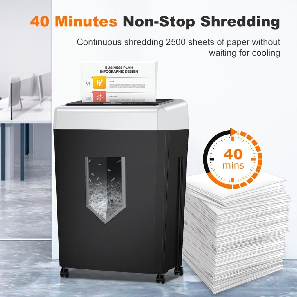 Bonsaii C169-B 15-Sheet Office Paper Shredder 40-minutes non-stop shredding