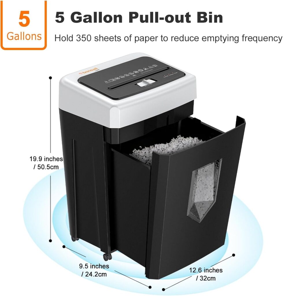Bonsaii C169-B 15-Sheet Office Paper Shredder 5-Gallon pull out bin