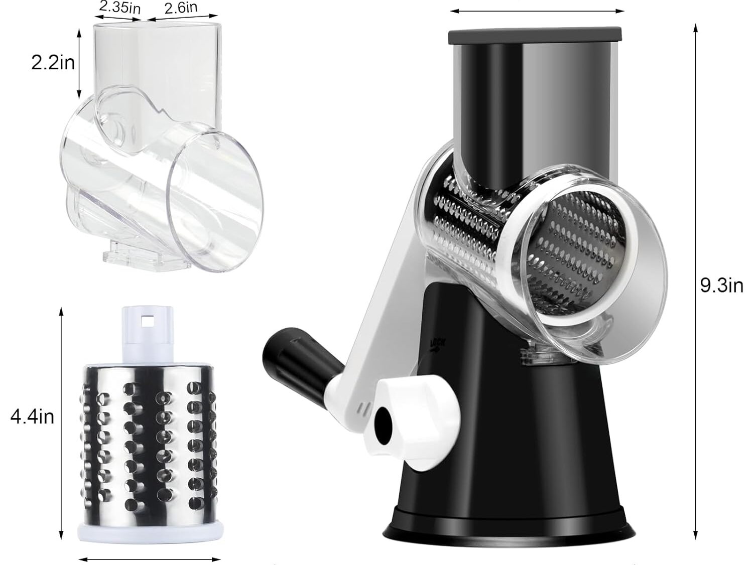 Cambom Rotary Cheese Grater Components